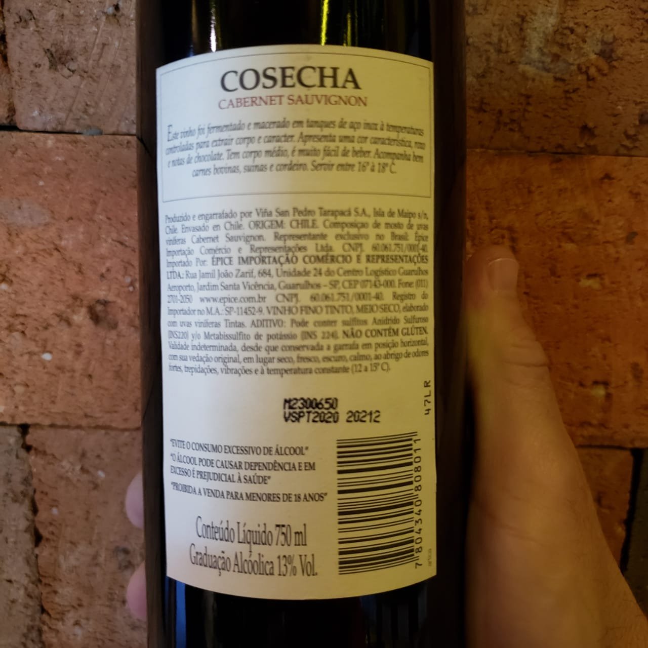 Vinho Chileno TARAPACA Cosecha Cabernet 750ml foto 5