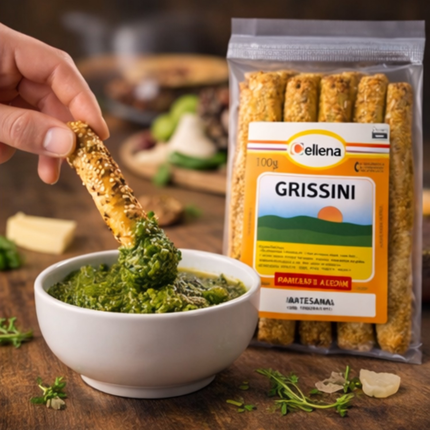 Grissini Artesanal Parmesão e Alecrim CELLENA 100g foto 3