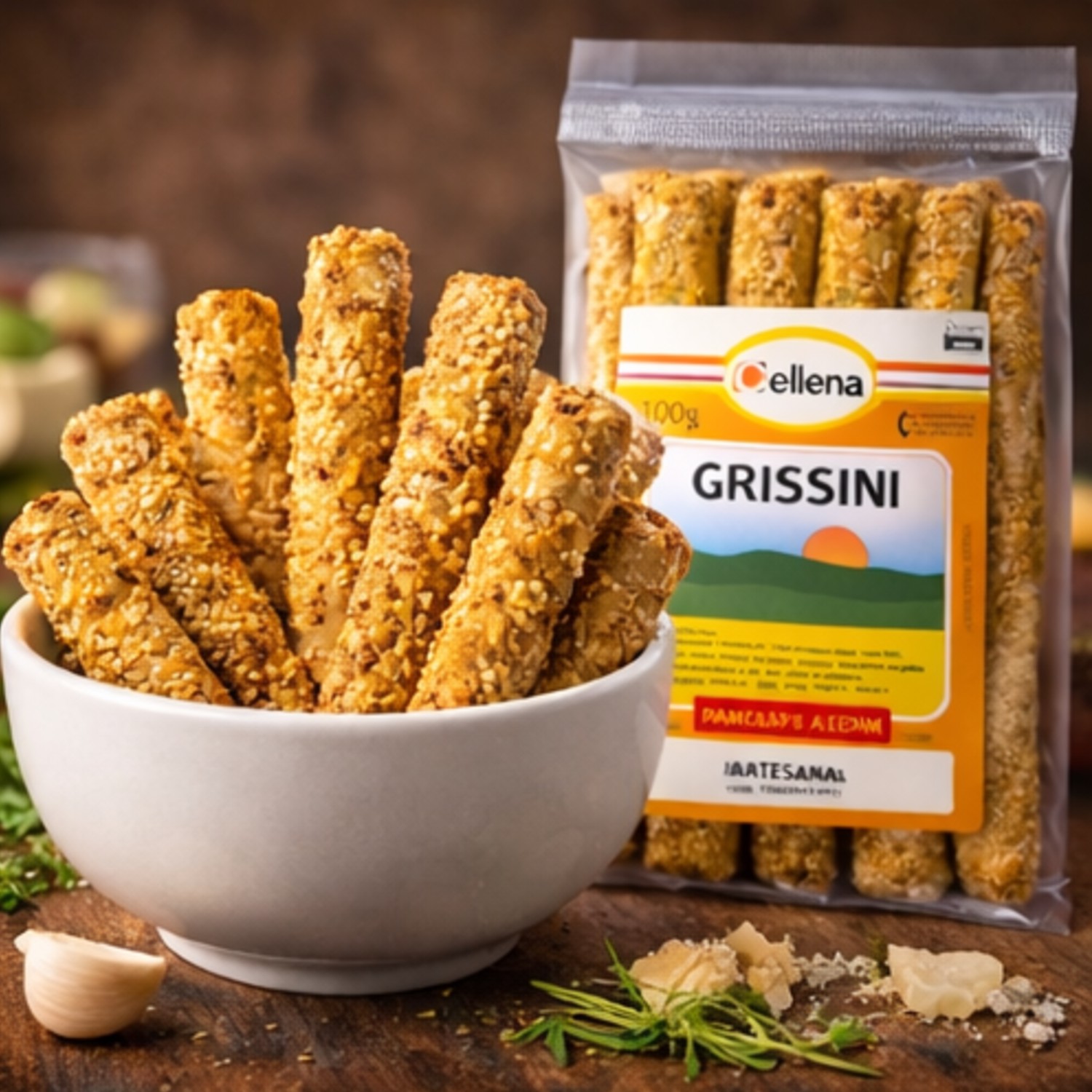 Grissini Artesanal Parmesão e Alecrim CELLENA 100g foto 6