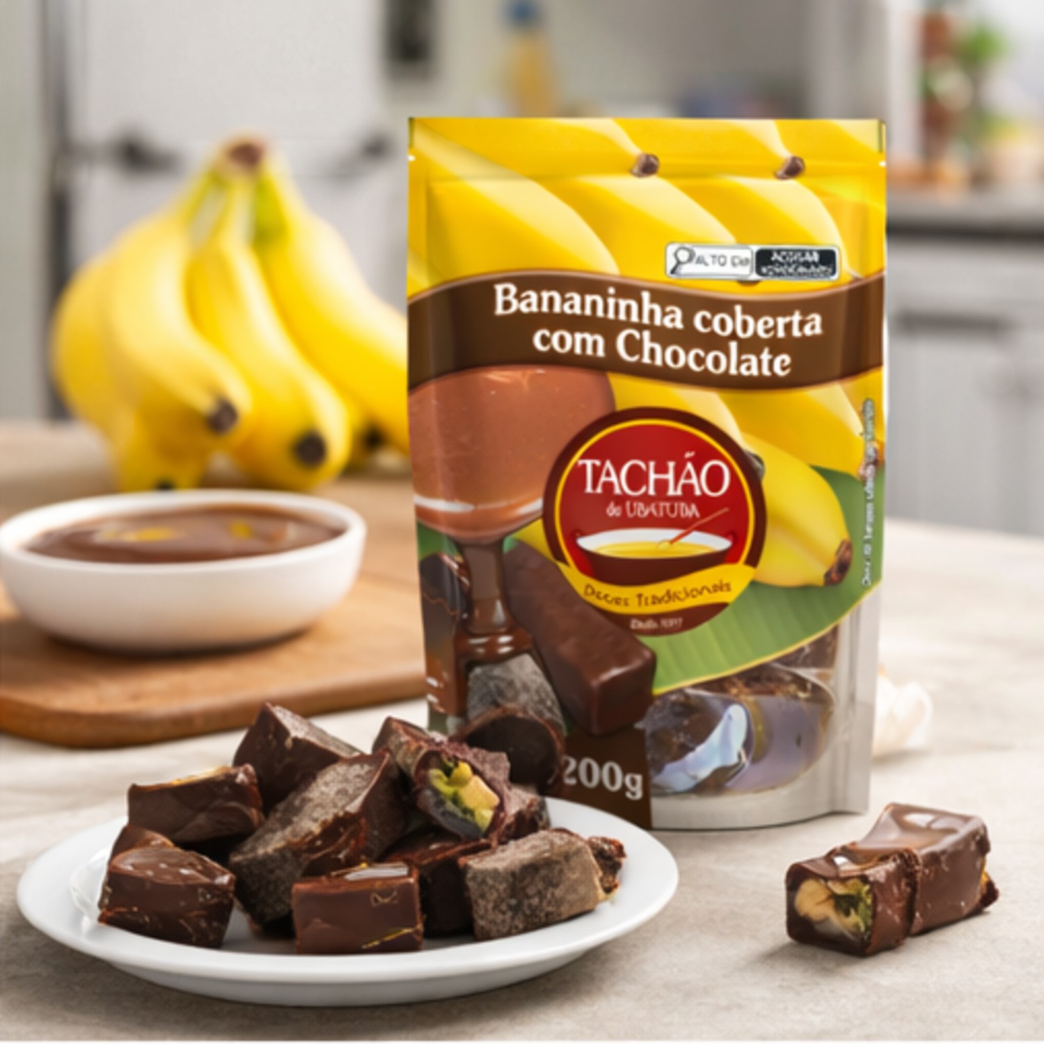 Bananinha Coberta c/ Chocolate TACHÃO DE UBATUBA 200g foto 4