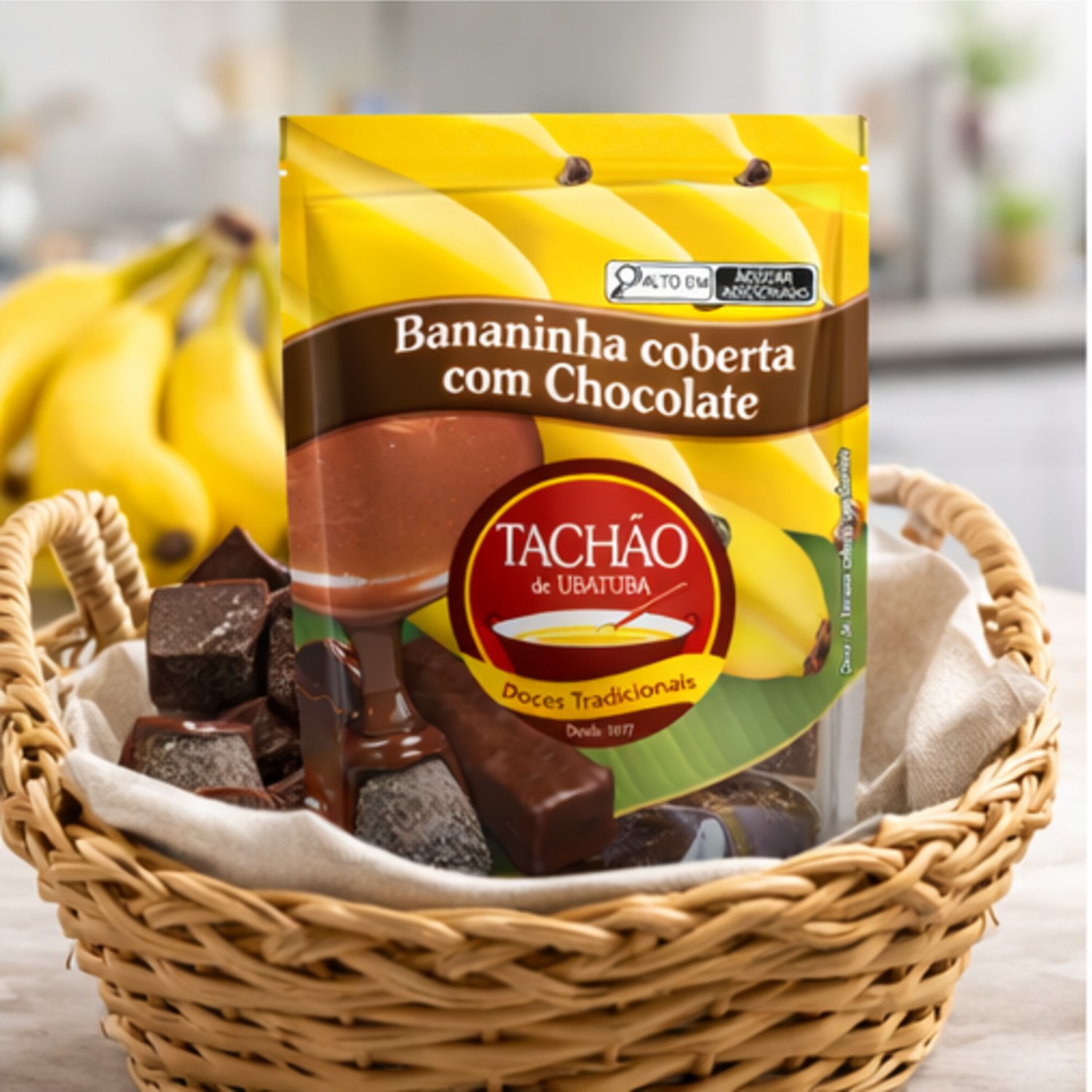 Bananinha Coberta c/ Chocolate TACHÃO DE UBATUBA 200g foto 5
