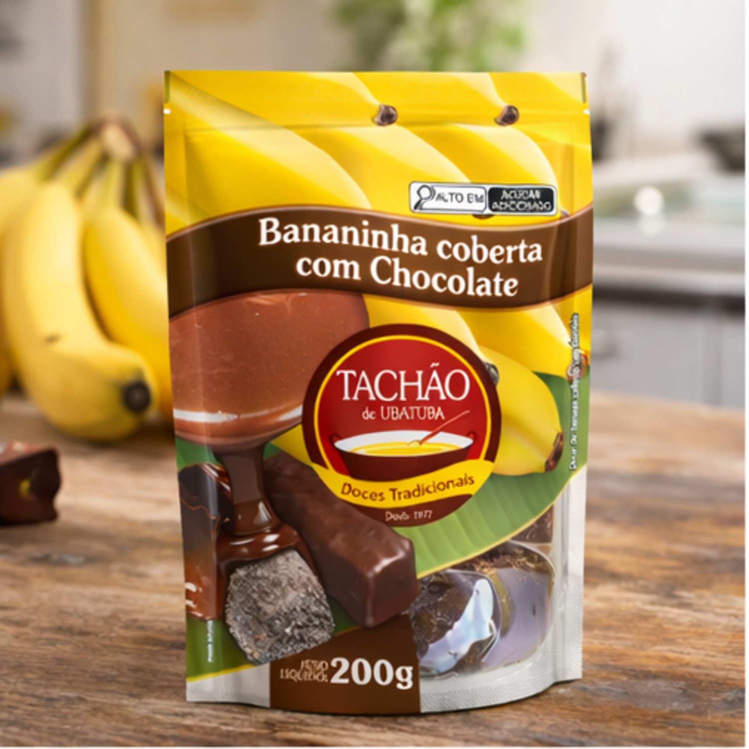 Bananinha Coberta c/ Chocolate TACHÃO DE UBATUBA 200g foto 6