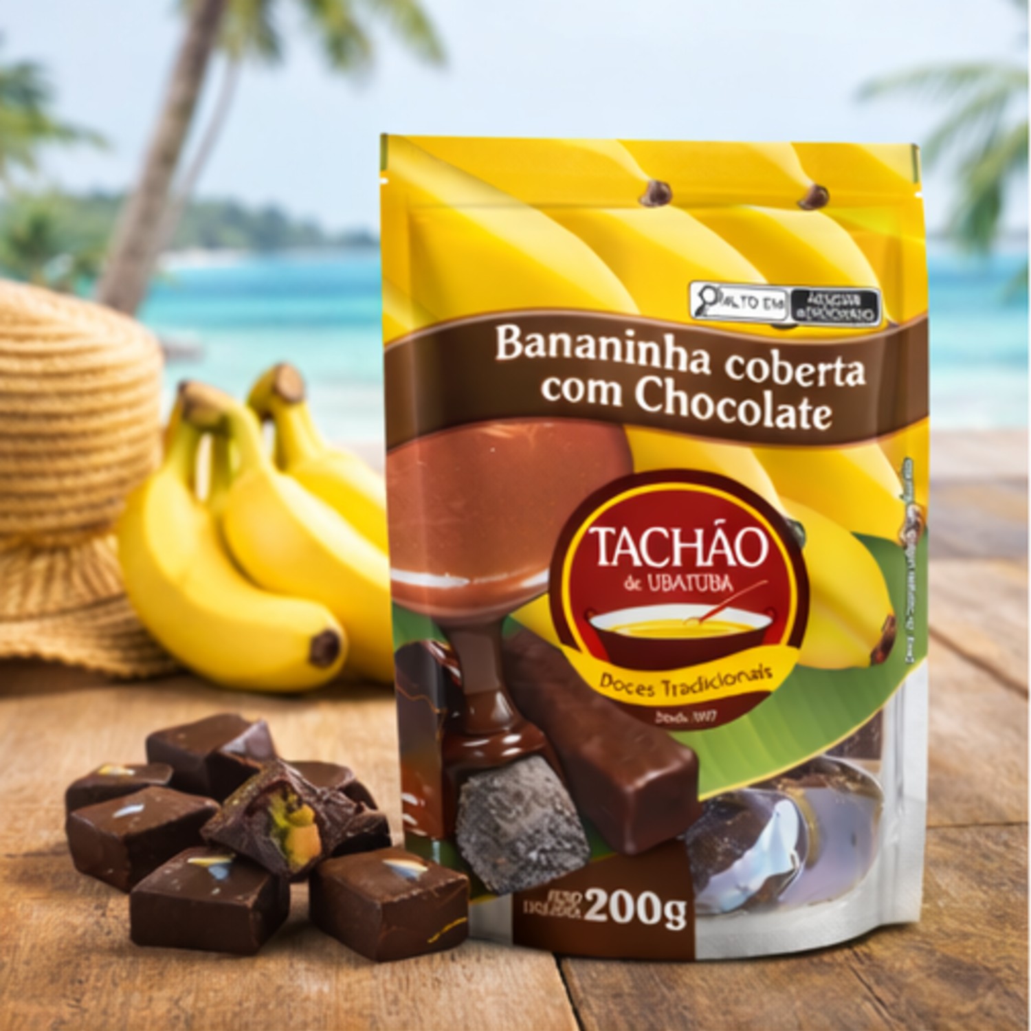 Bananinha Coberta c/ Chocolate TACHÃO DE UBATUBA 200g foto 8