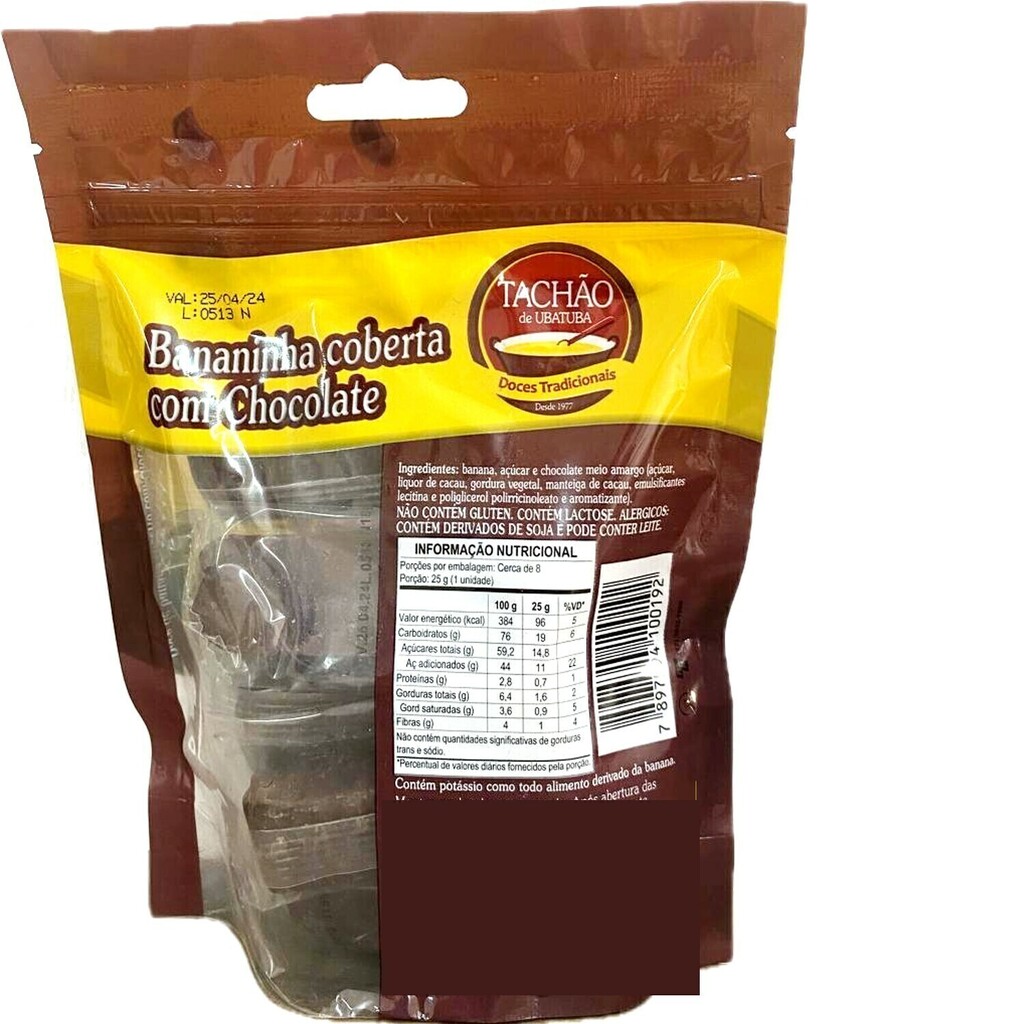 Bananinha Coberta c/ Chocolate TACHÃO DE UBATUBA 200g foto 10
