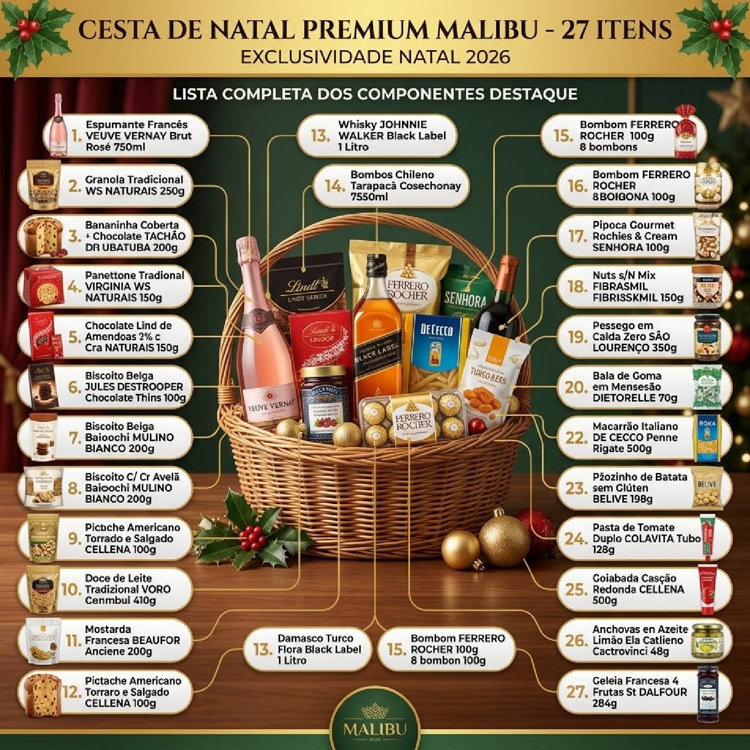Cesta De Natal Premium MALIBU com 27 Itens - Natal 2026 foto 8