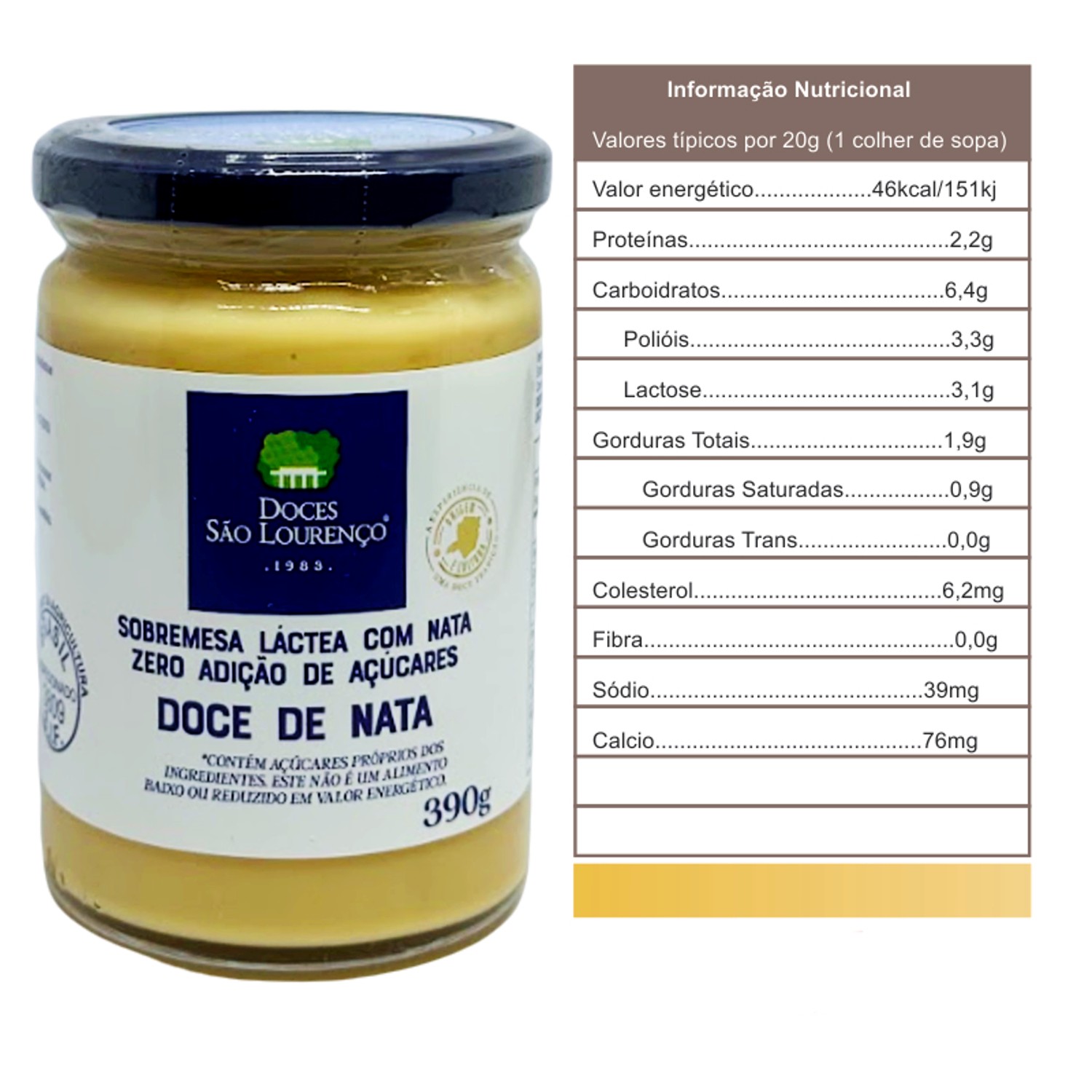 Doce de Nata Zero adição de Açucar SAO LOURENCO 390g foto 2