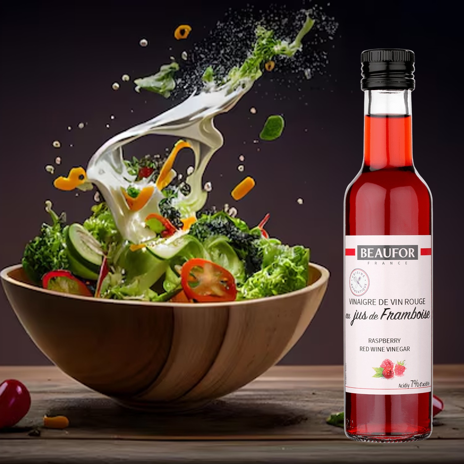 Vinagre de Vinho Sabor Framboesa BEAUFOR 250ml foto 2