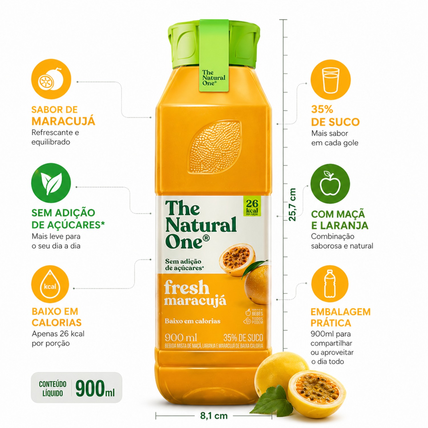 Suco Misto NATURAL ONE Fresh Maracujá 900ml foto 2