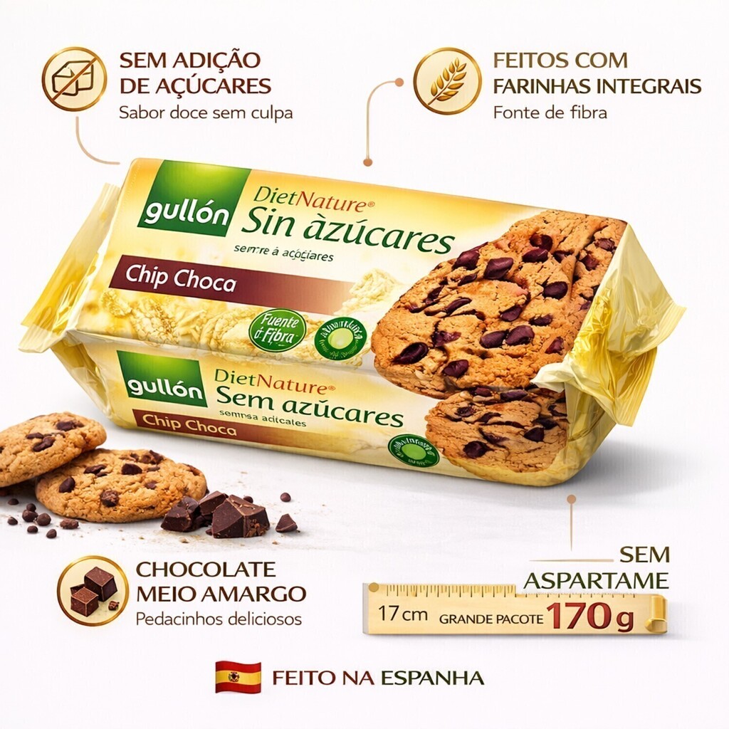 Biscoito GULLON Zero Açucar Chip Choco 150g - Espanha foto 11