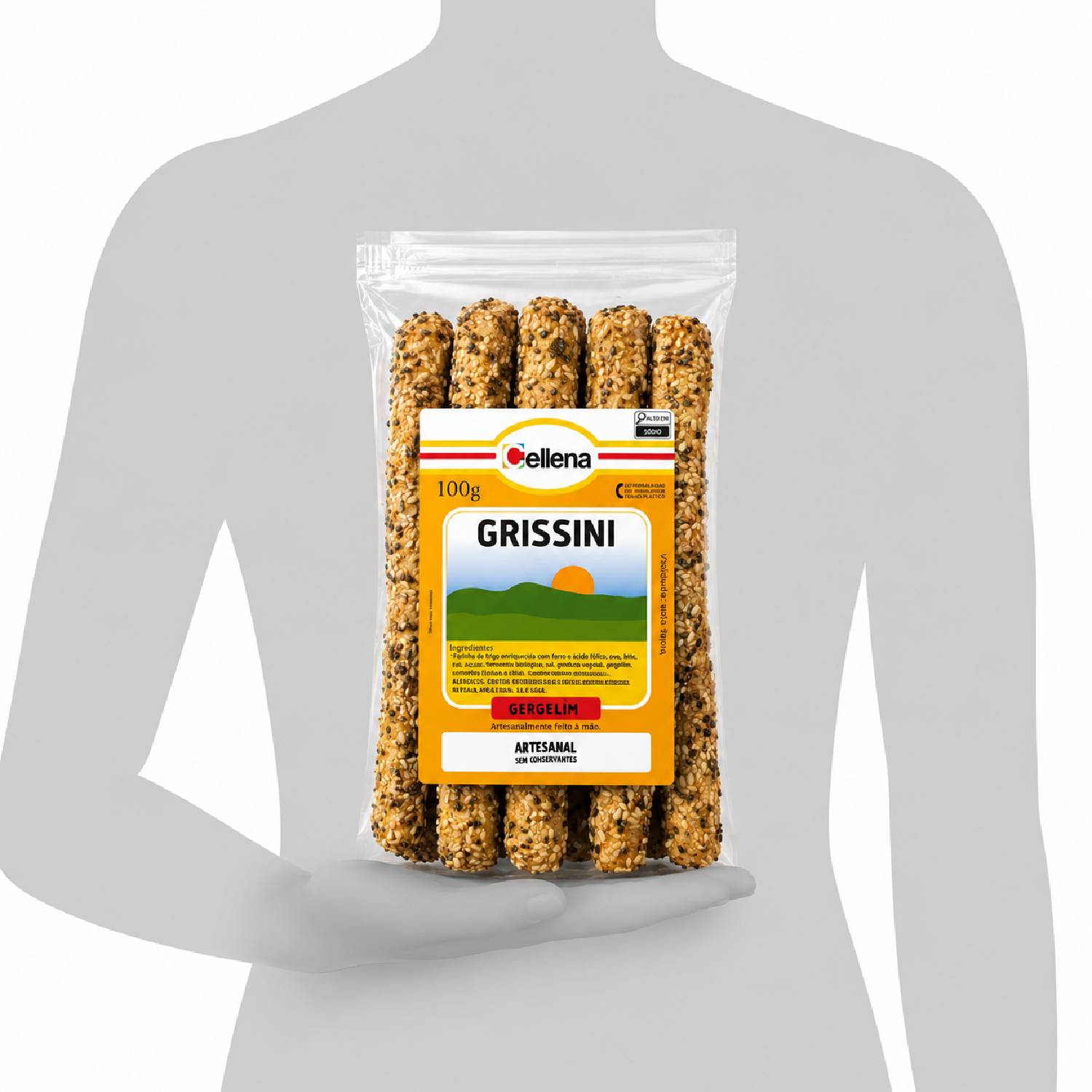 Grissini Artesanal Sabor Gergelim CELLENA 100g foto 7