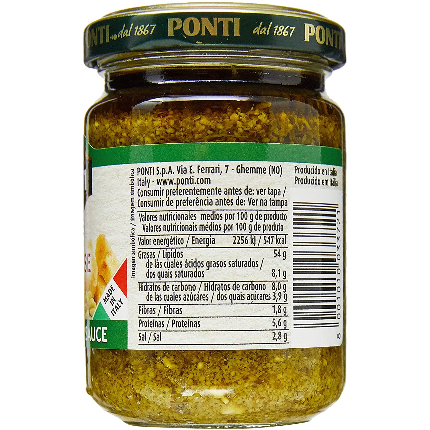 Molho Pesto Alla Genovese PONTI 135g foto 2