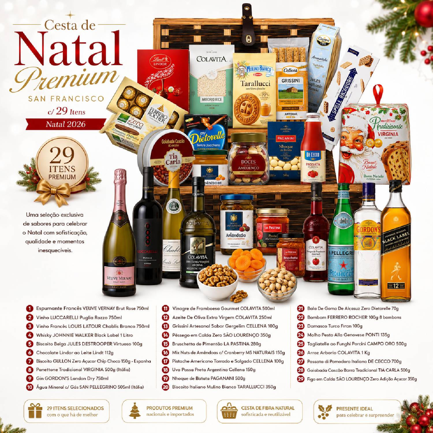 Cesta de Natal Premium SAN FRANCISCO c/ 29 Itens Natal 2026 foto 2