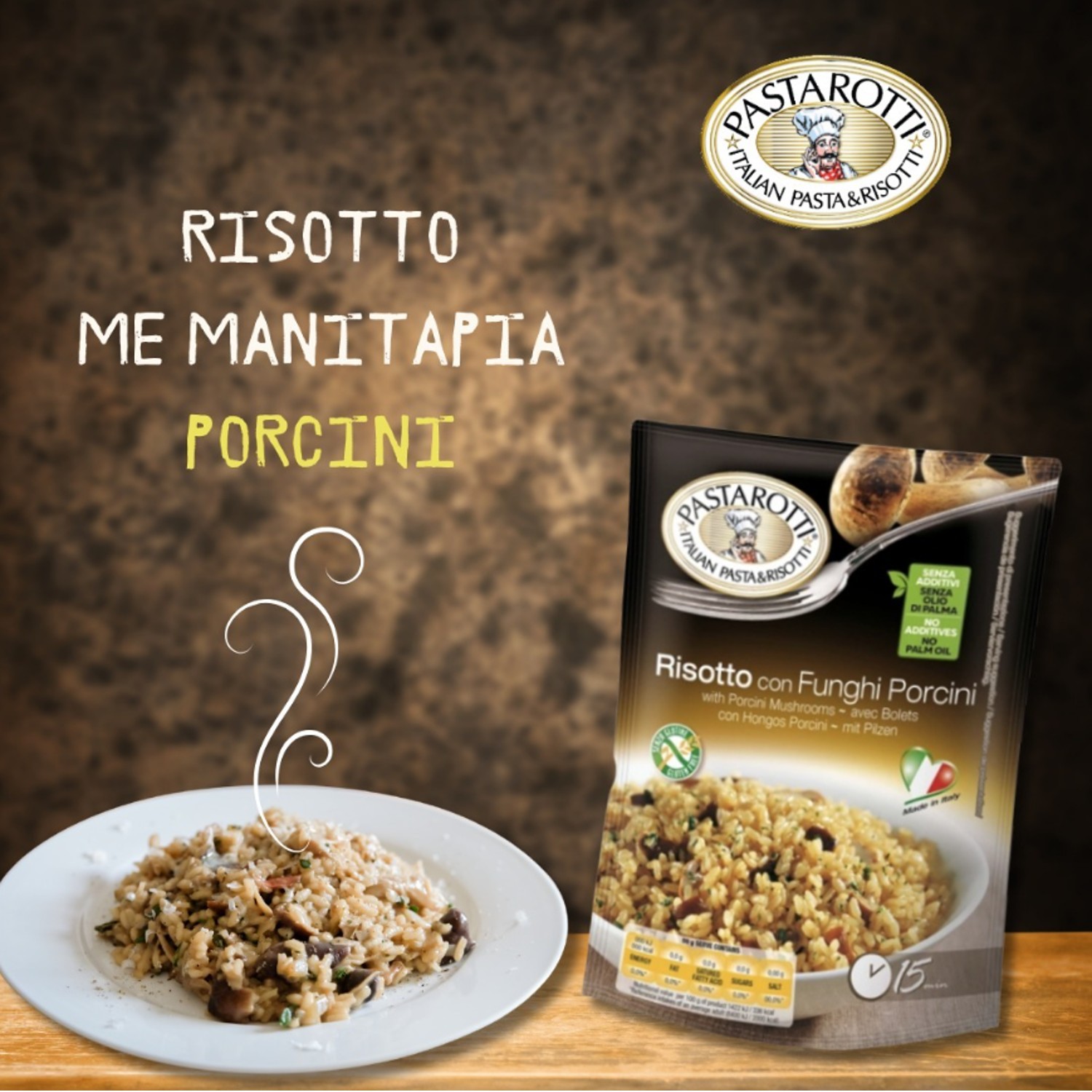 Risoto ao Funghi Porcini PASTAROTTI 175g (Italia) foto 2