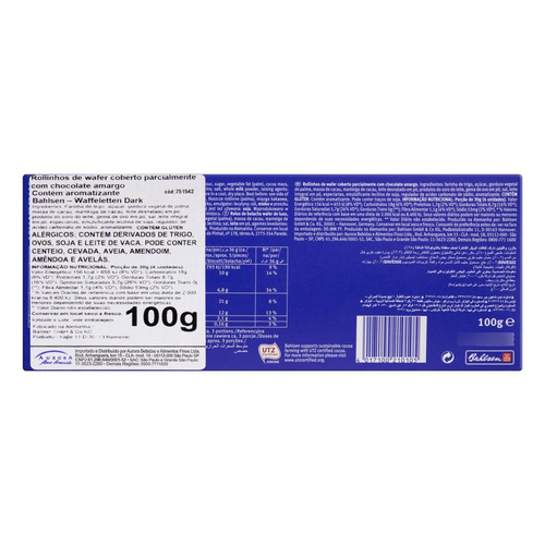 Biscoito Alemão BAHLSEN Waffeletten Dark 100g foto 3