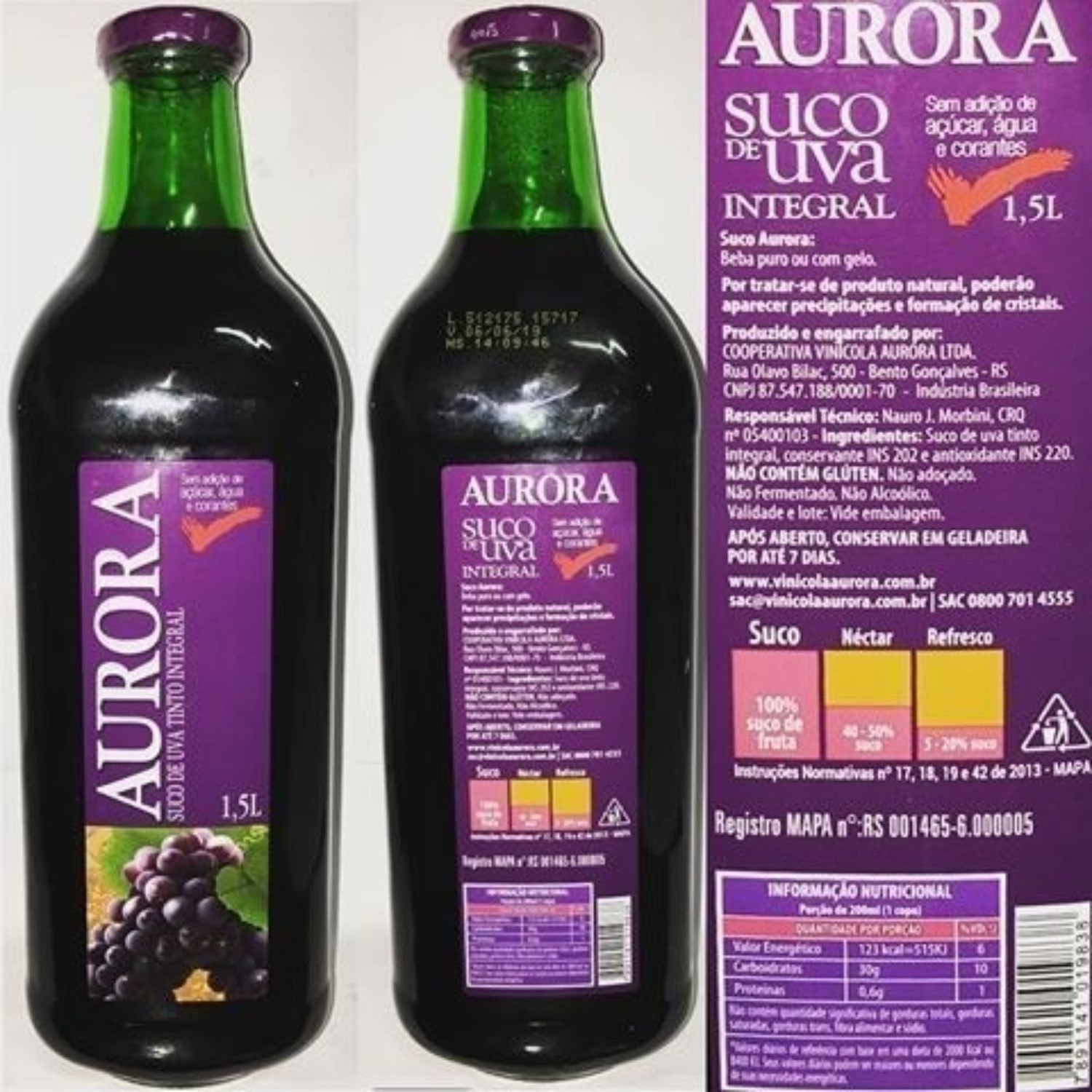 Suco de Uva AURORA Tinto 1500ml foto 2