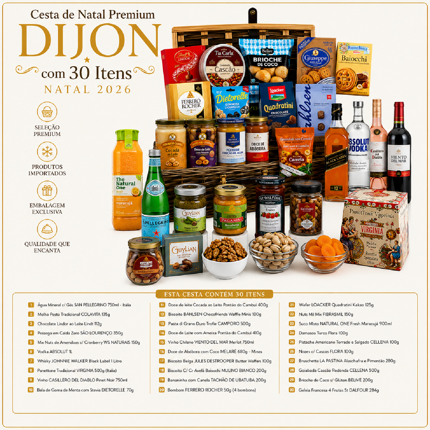 Cesta De Natal Premium Dijon com 30 Itens - Natal 2026 foto 2