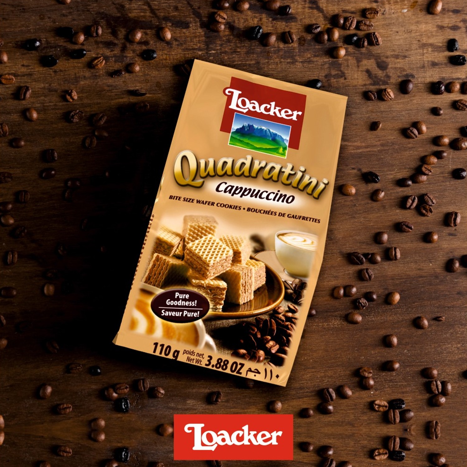 Biscoito LOACKER Quadratini Cappuccino 110g foto 2