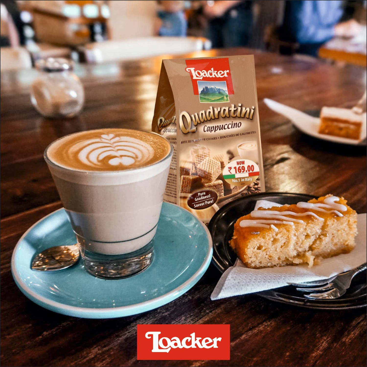 Biscoito LOACKER Quadratini Cappuccino 110g foto 3