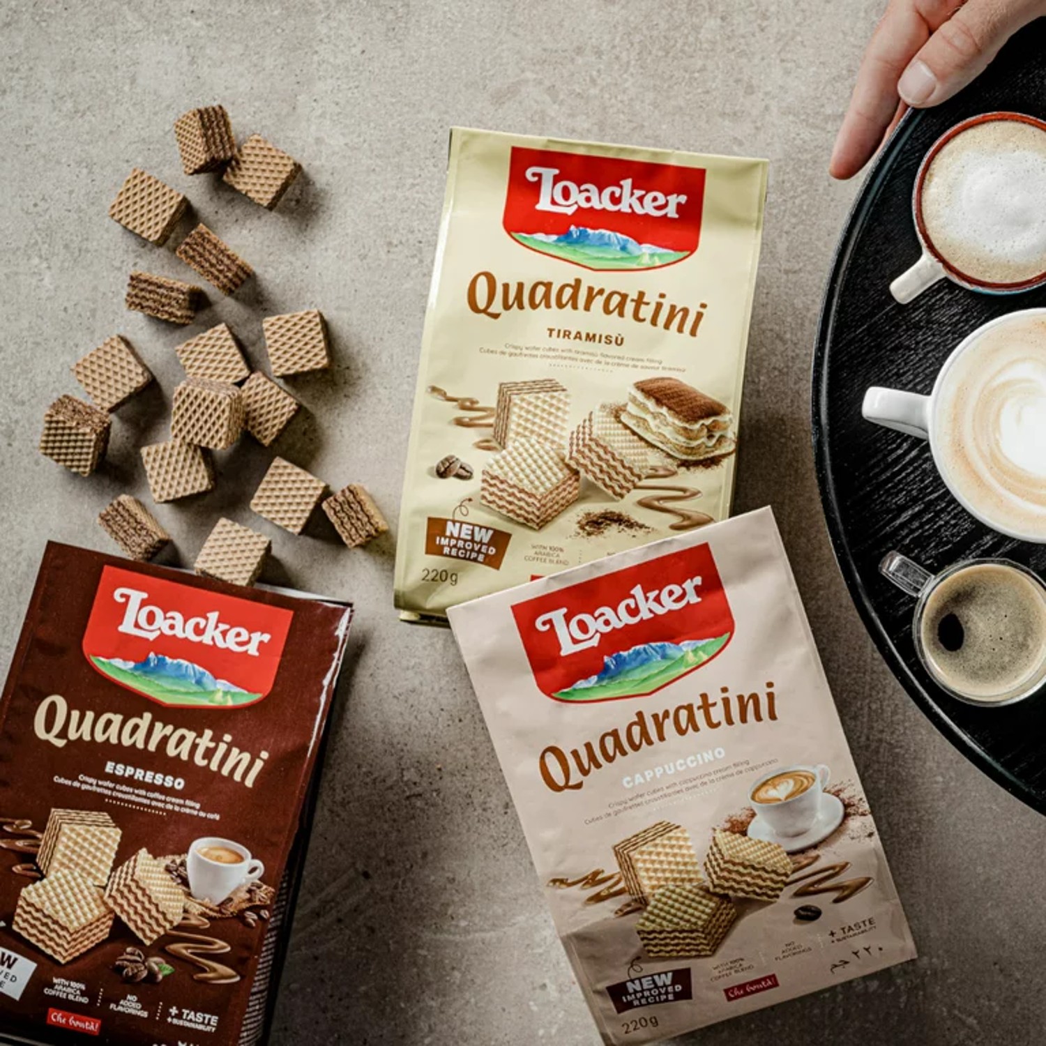 Biscoito LOACKER Quadratini Cappuccino 110g foto 5