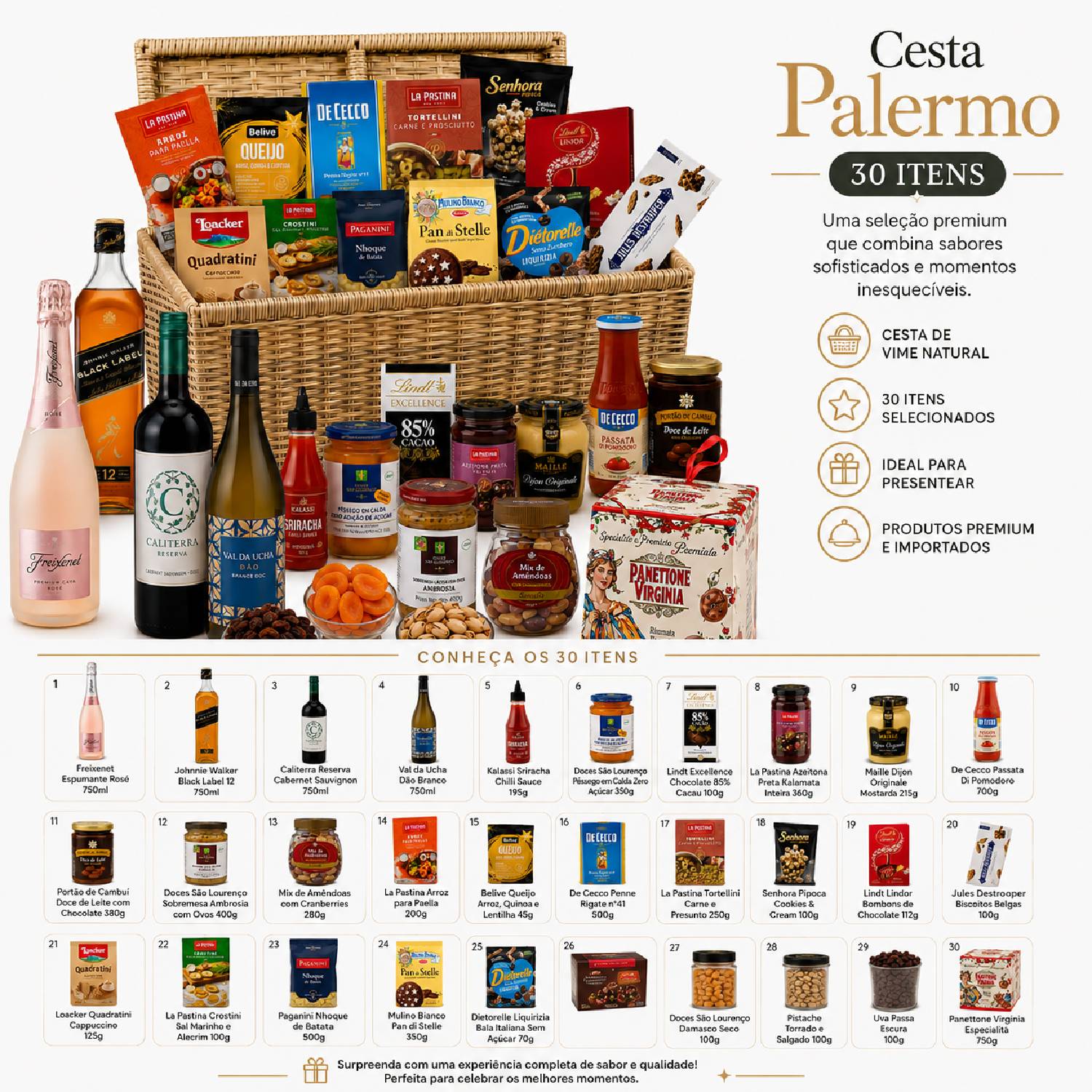 Cesta De Natal Premium PALERMO Com 30 Itens - Natal 2026 foto 7