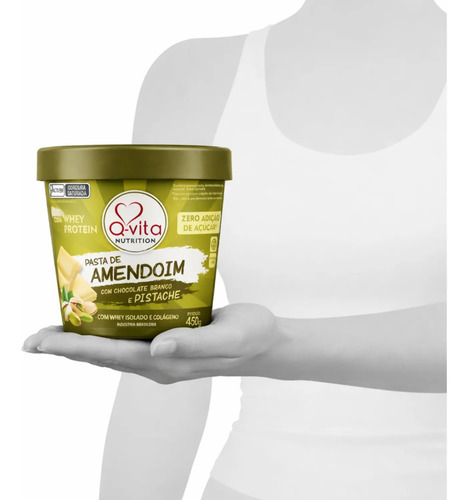 Pasta de Amendoim Choc. Branco e Pistache QVITA 450g foto 2