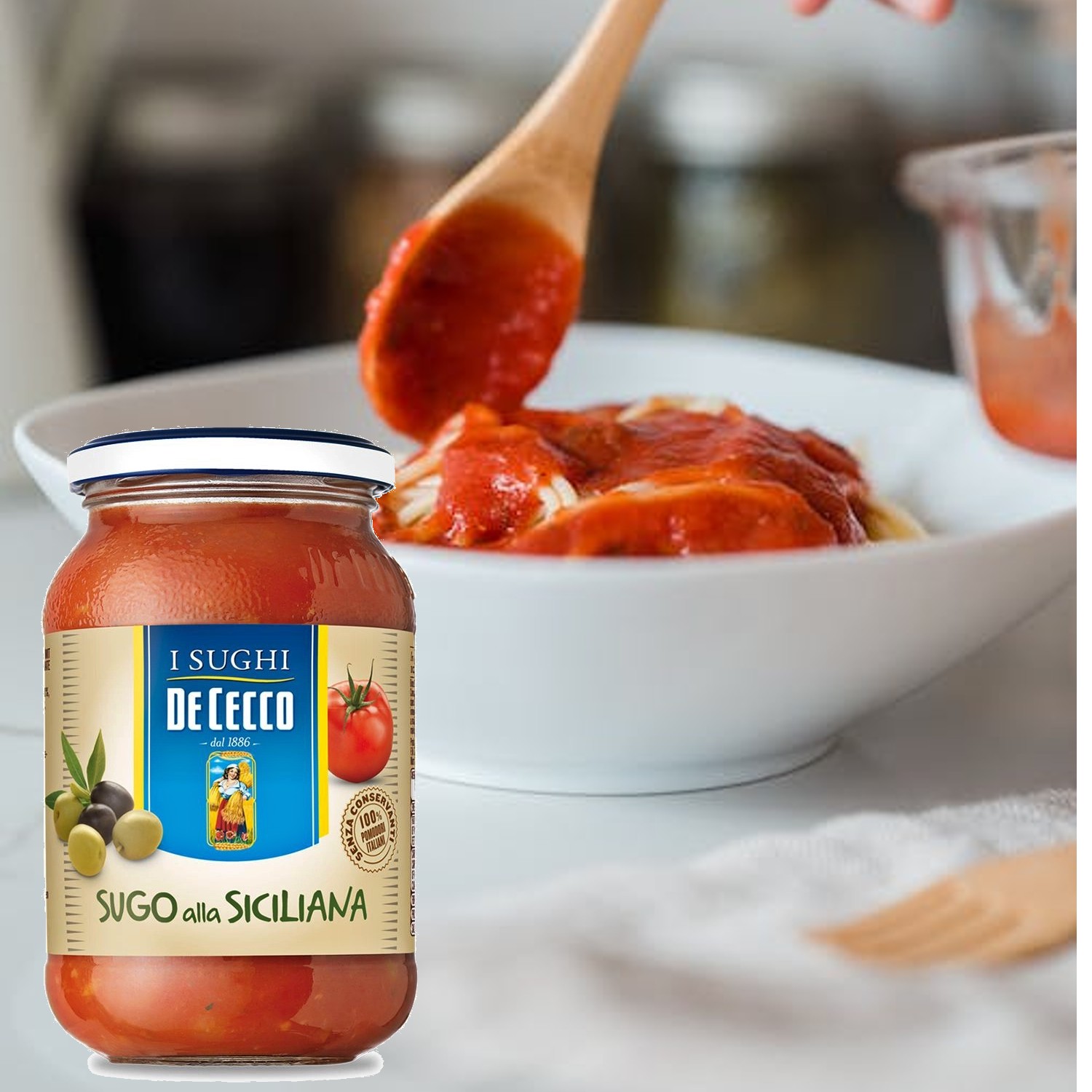 Molho de Tomate Alla Siciliana DE CECCO 400g foto 2