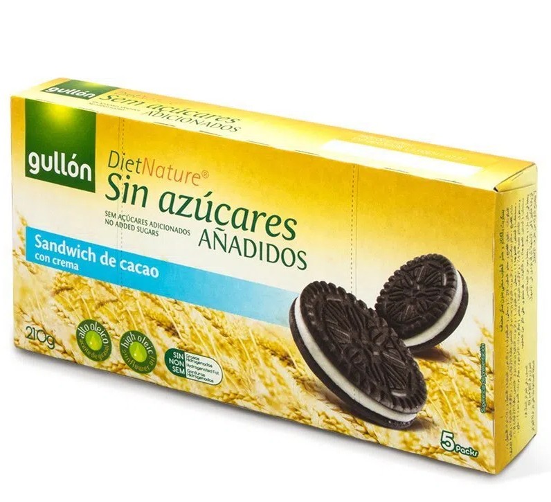 Biscoito GULLON Zero Açucar Sandwich Cacao 210g