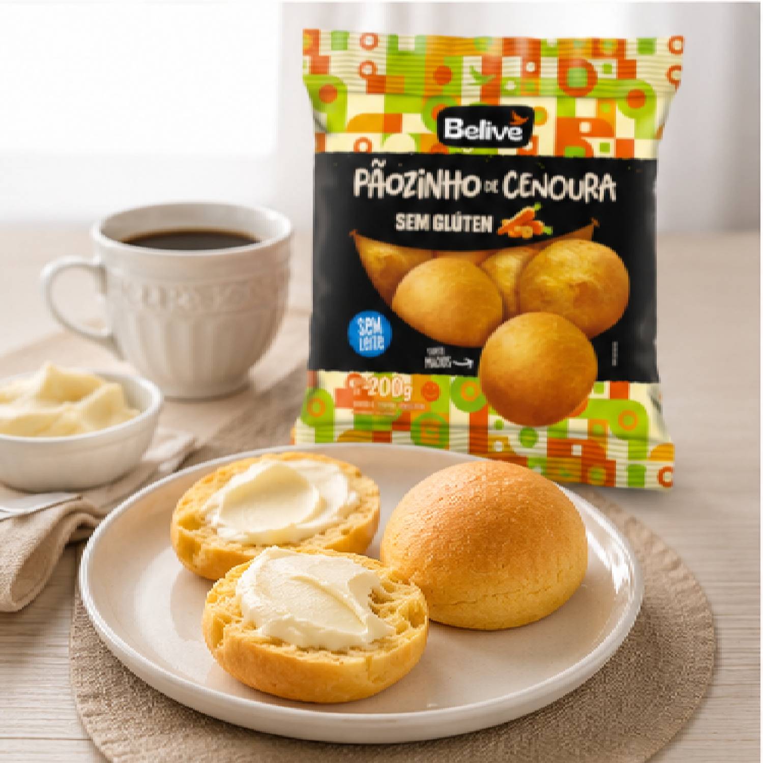 Pãozinho de Cenoura s/ Glúten BELIVE 200g foto 3