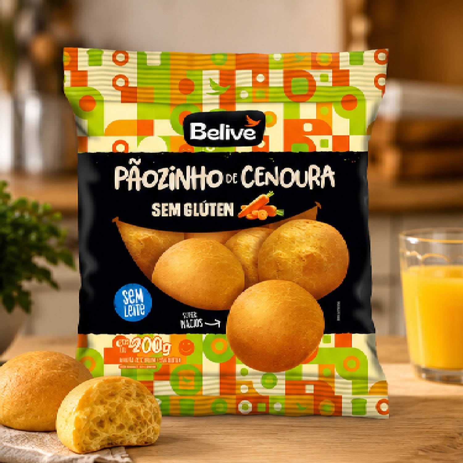 Pãozinho de Cenoura s/ Glúten BELIVE 200g foto 5