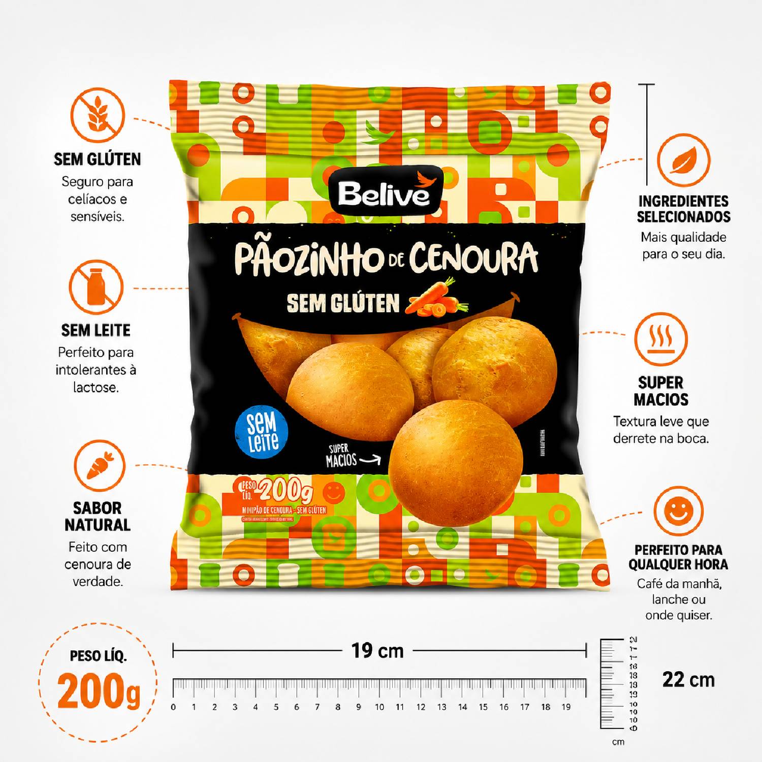 Pãozinho de Cenoura s/ Glúten BELIVE 200g foto 6