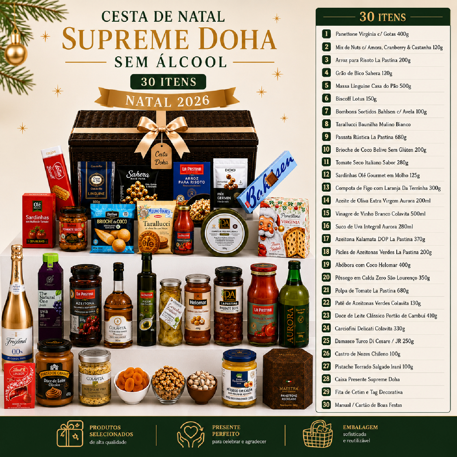 Cesta De Natal Sem Álcool Supreme DOHA 31 Itens NATAL 2026 foto 6