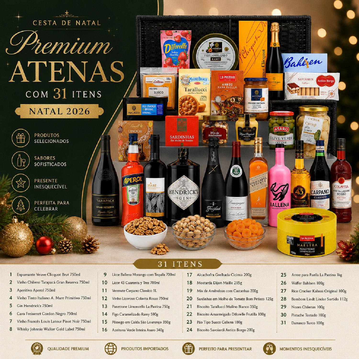 Cesta De Natal Premium Atenas com 31 Itens - Natal 2026 foto 7