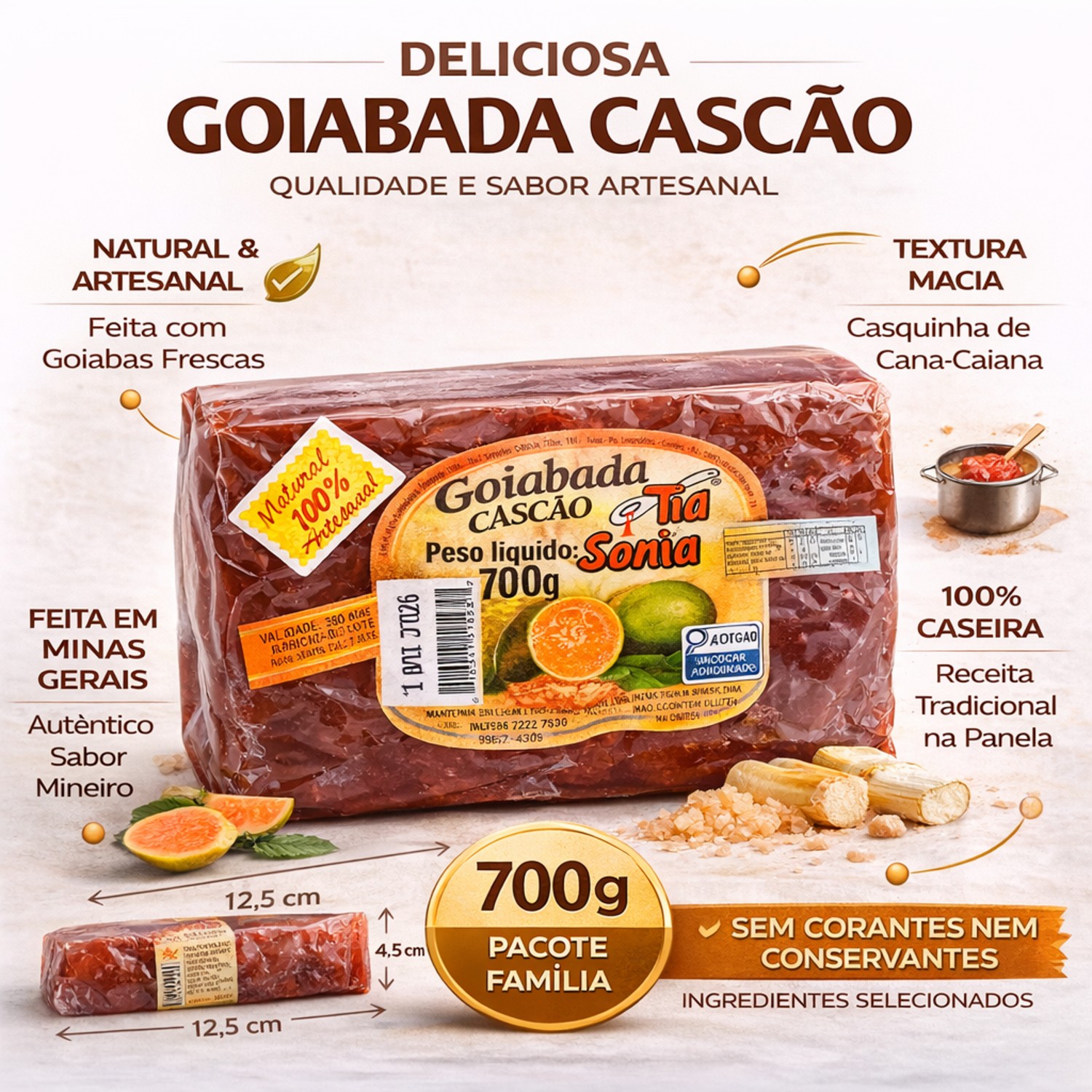 Goiabada Cascão Artesanal Premiada TIA SONIA 700g foto 8