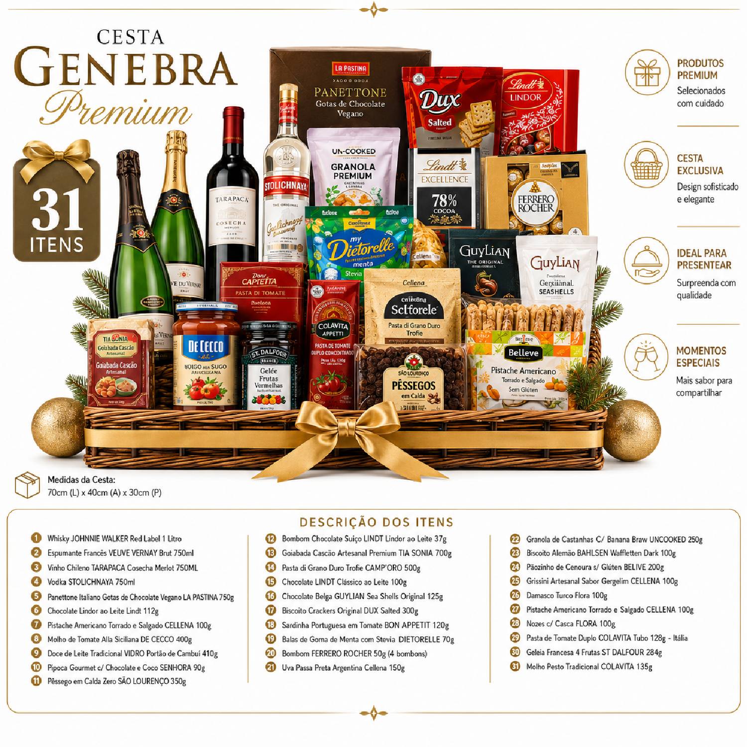 Cesta de Natal GENEBRA Premium Com 31 Itens - Natal 2026 foto 2
