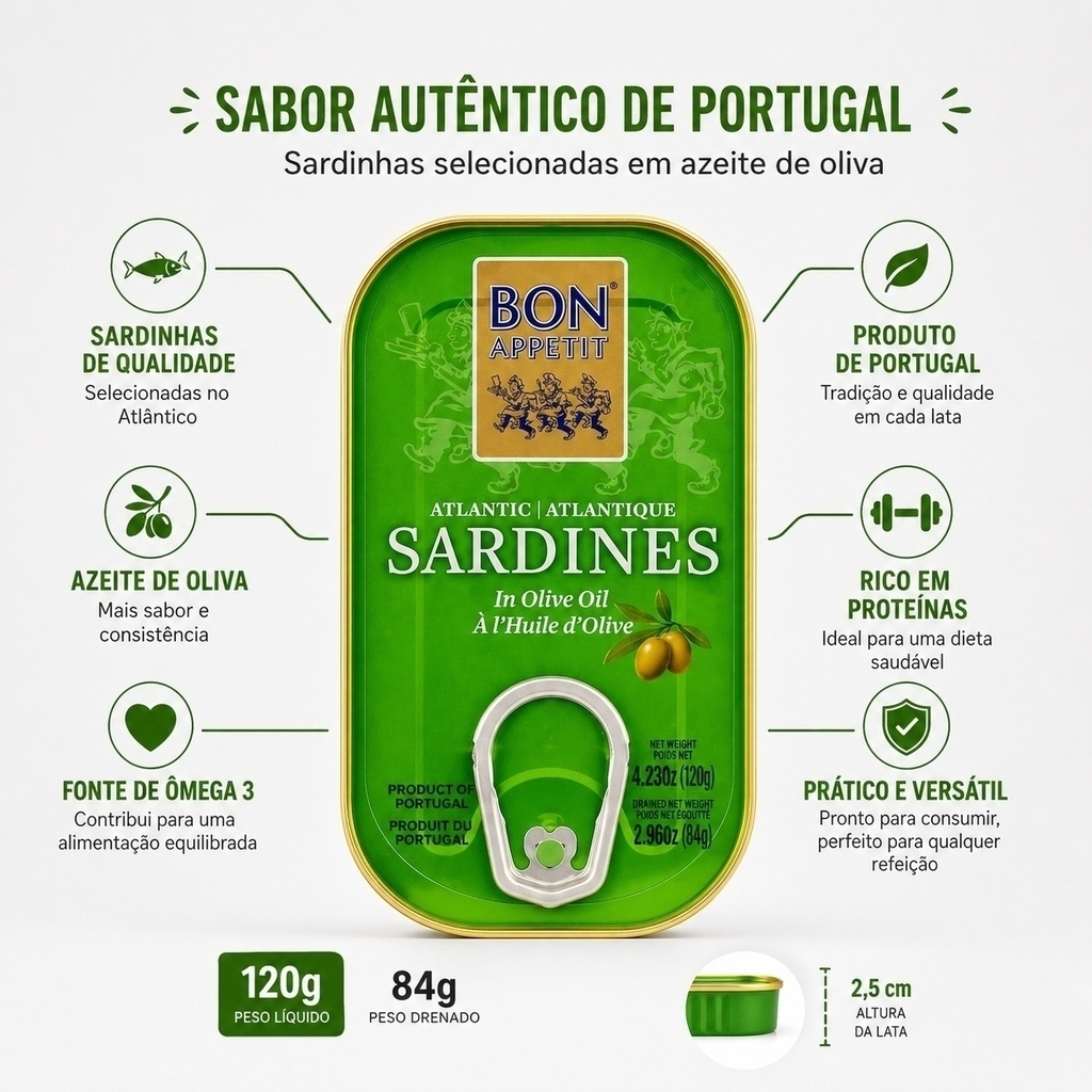 Sardinhas Portuguesa BON APPETIT em Azeite 120g foto 13