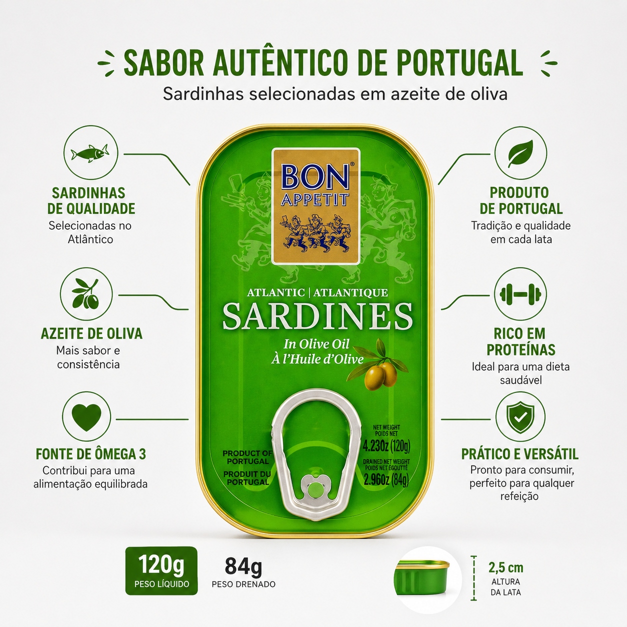 Sardinhas Portuguesa BON APPETIT em Azeite 120g foto 6