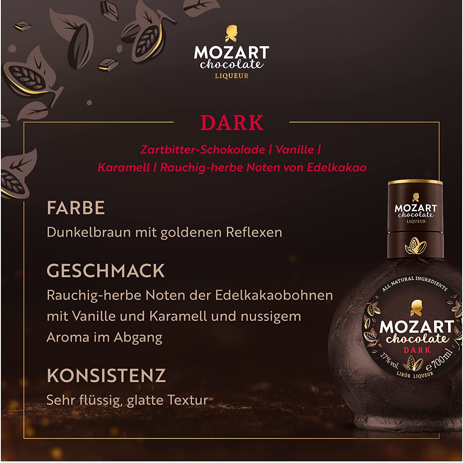 Licor MOZART Dark Chocolate 700ml foto 4