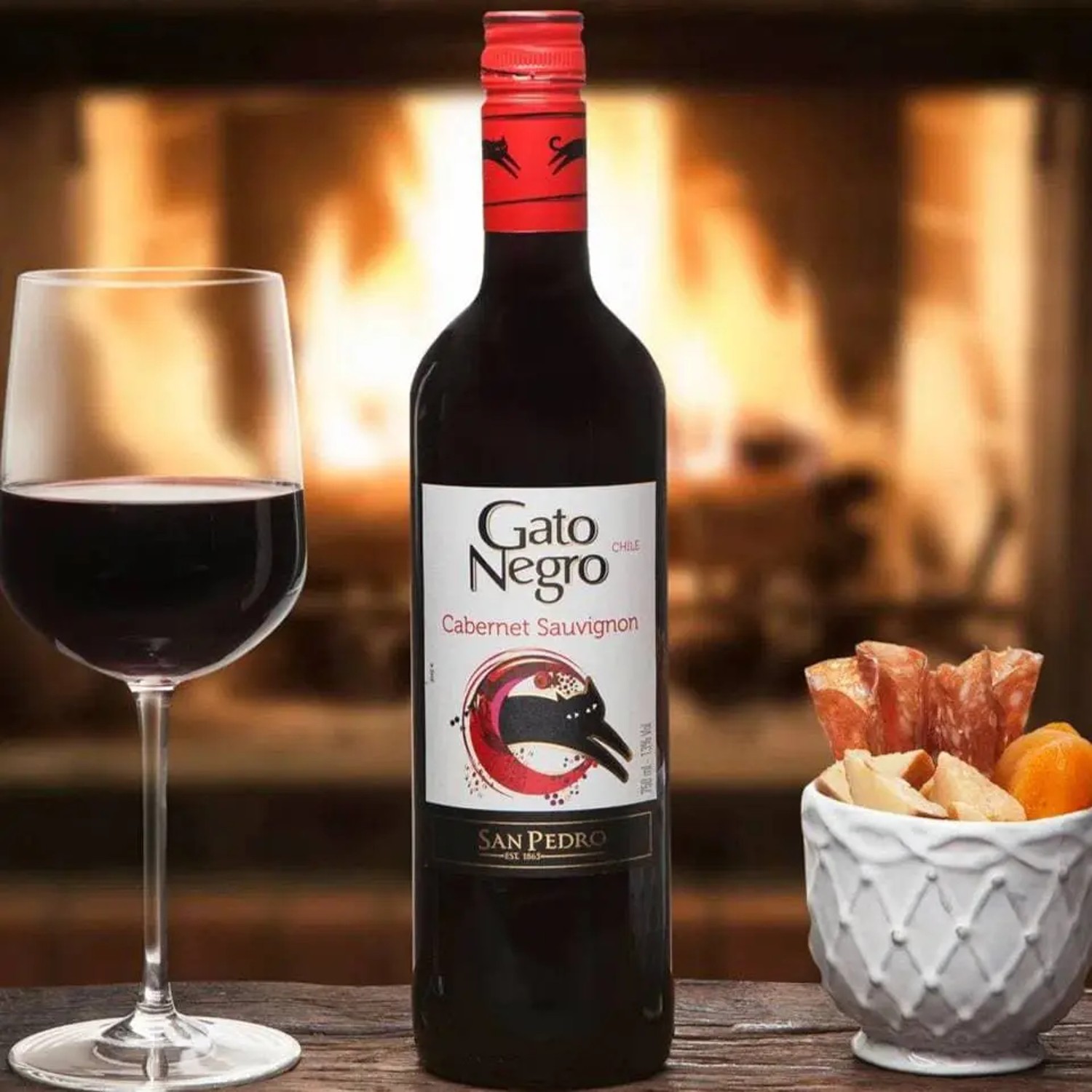 Vinho Chileno Cabernet Sauvignon GATO NEGRO 750ml foto 2