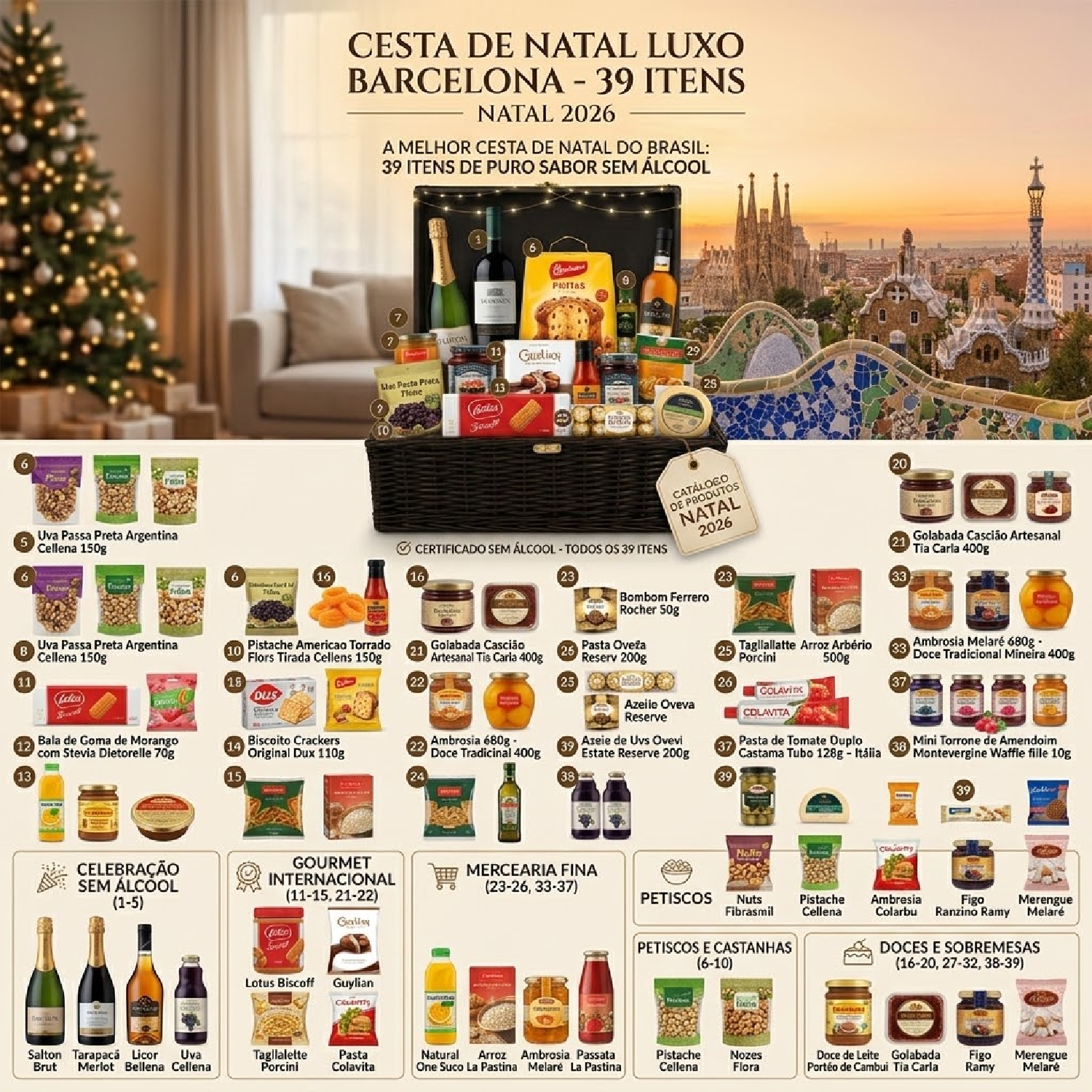 Cesta De Natal Luxo BARCELONA com 39 Itens - NATAL 2026 foto 7
