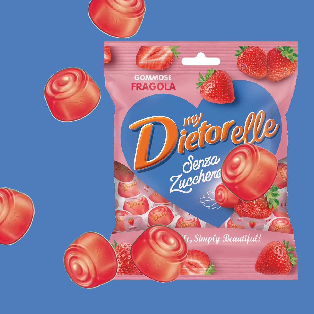Bala de Goma de Morango com Stevia DIETORELLE 70g foto 2