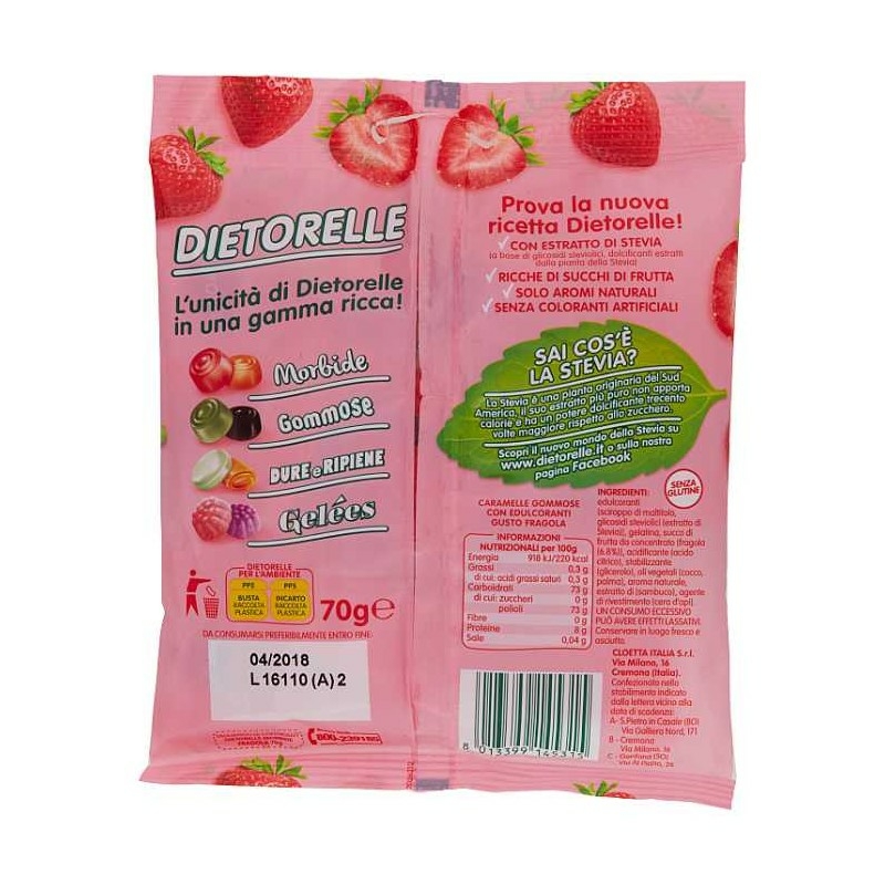 Bala de Goma de Morango com Stevia DIETORELLE 70g foto 7