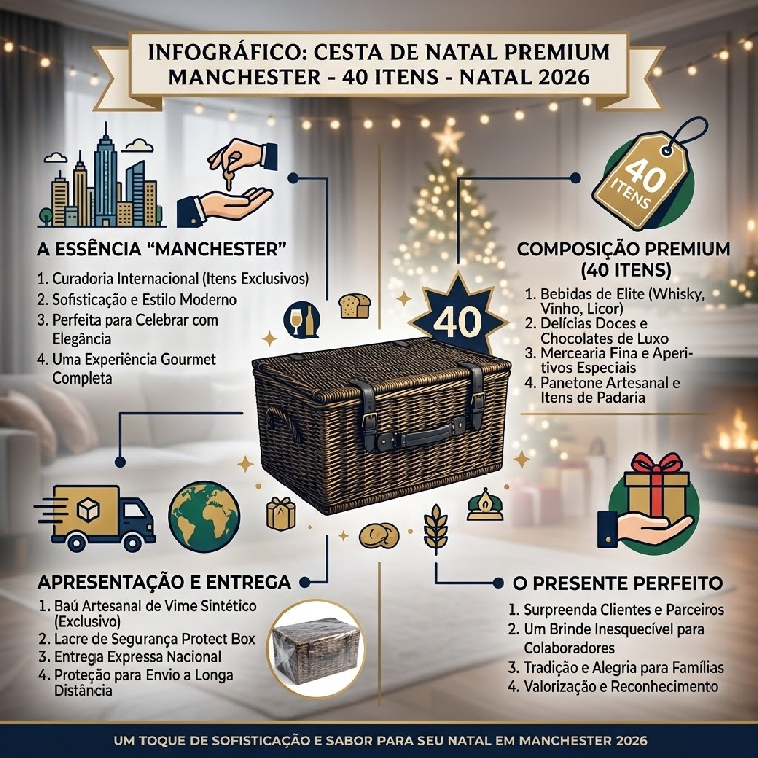 Cesta de Natal Premium Manchester com 40 Itens NATAL 2026 foto 7