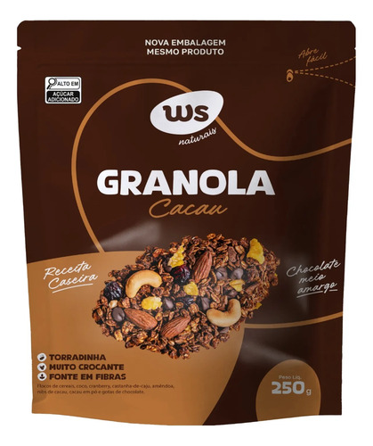 Granola Cacau WS NATURAIS c/ Choc Meio Amargo 250g