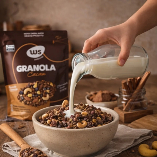 Granola Cacau WS NATURAIS c/ Choc Meio Amargo 250g foto 3