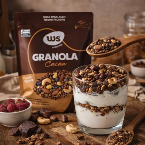 Granola Cacau WS NATURAIS c/ Choc Meio Amargo 250g foto 4