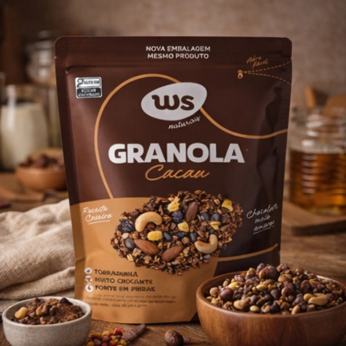 Granola Cacau WS NATURAIS c/ Choc Meio Amargo 250g foto 7
